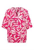 Kurzarm Bluse mit floralem Muster beetroot pink