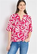 Kurzarm Bluse mit floralem Muster beetroot pink