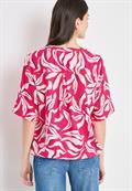 Kurzarm Bluse mit floralem Muster beetroot pink
