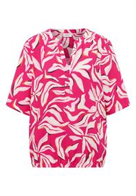 Kurzarm Bluse mit floralem Muster beetroot pink