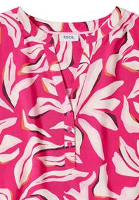Kurzarm Bluse mit floralem Muster beetroot pink