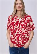 Kurzarm Bluse mit floralem Muster salsa red