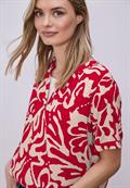 Kurzarm Bluse mit floralem Muster salsa red