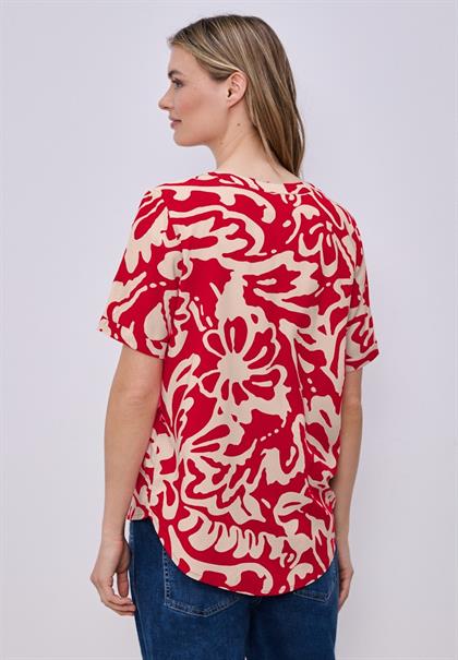 Kurzarm Bluse mit floralem Muster salsa red