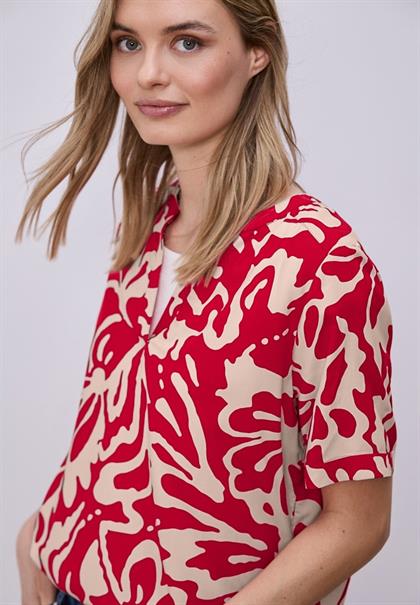 Kurzarm Bluse mit floralem Muster salsa red