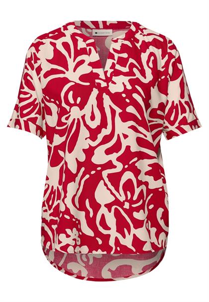 Kurzarm Bluse mit floralem Muster salsa red