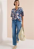 Kurzarm Bluse mit Multicolor Print universal blue