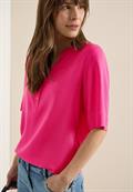 Kurzarm Bluse mit Split Neck beetroot pink