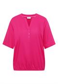 Kurzarm Bluse mit Split Neck beetroot pink