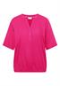 Kurzarm Bluse mit Split Neck beetroot pink