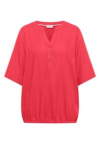 Kurzarm Bluse mit Split Neck coral