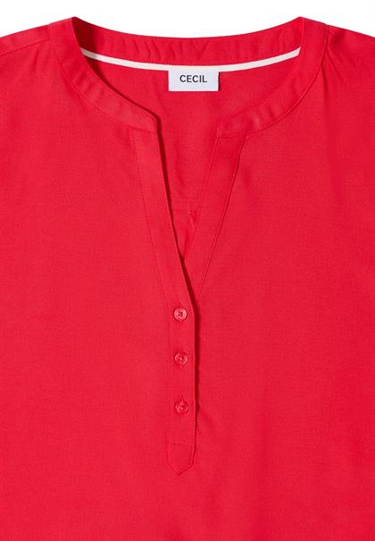 Kurzarm Bluse mit Split Neck glazed apple red