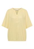 Kurzarm Bluse mit Split Neck light buttermilk yellow