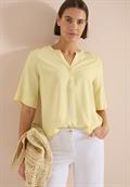 Kurzarm Bluse mit Split Neck light buttermilk yellow