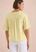 Kurzarm Bluse mit Split Neck light buttermilk yellow