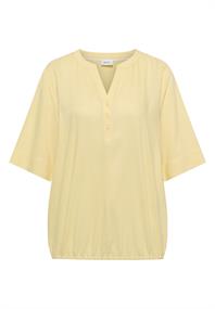 Kurzarm Bluse mit Split Neck light buttermilk yellow