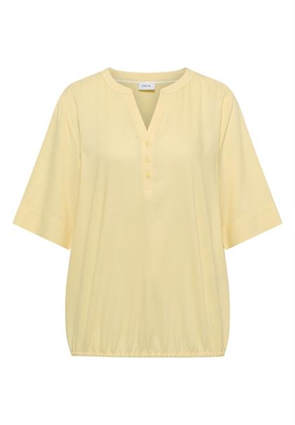 Kurzarm Bluse mit Split Neck light buttermilk yellow