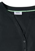 Kurzarm Bluse mit Split Neck palm breeze green