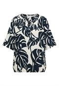 Kurzarm Bluse mit Split Neck palm breeze green