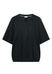 Kurzarm Bluse mit Split Neck palm breeze green