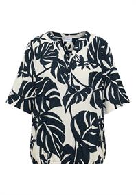 Kurzarm Bluse mit Split Neck palm breeze green