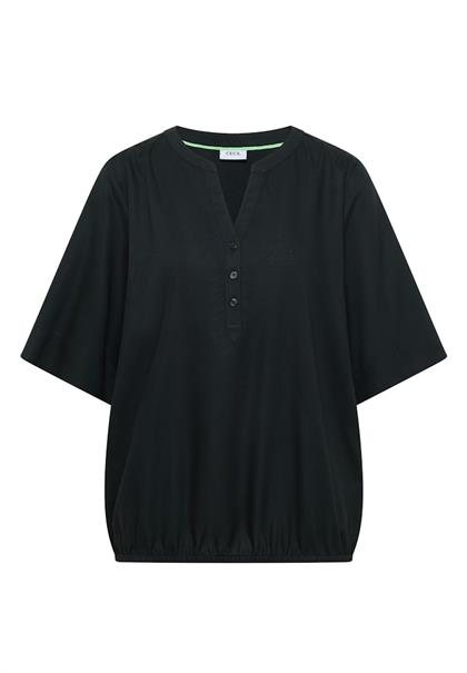 Kurzarm Bluse mit Split Neck palm breeze green