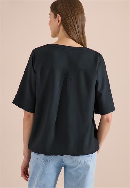 Kurzarm Bluse mit Split Neck palm breeze green