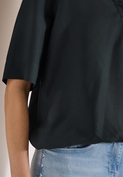 Kurzarm Bluse mit Split Neck palm breeze green