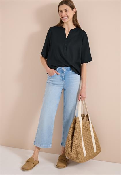 Kurzarm Bluse mit Split Neck palm breeze green
