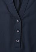 Kurzarm Bluse mit Split Neck und Elastiksaum darkest blue