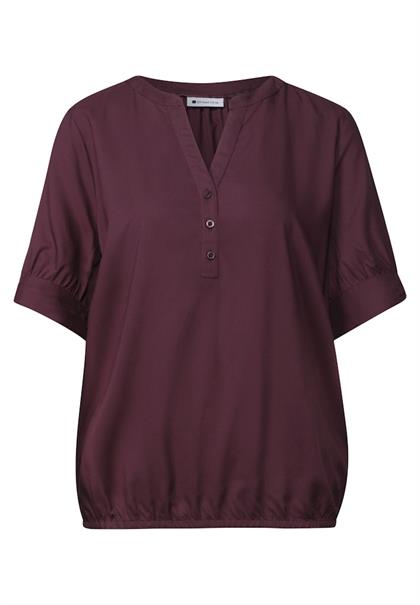 Kurzarm Bluse mit Split Neck und Elastiksaum rustic rouge