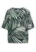 Kurzarm Bluse mit Split Neck und Print palm breeze green
