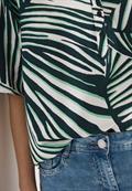 Kurzarm Bluse mit Split Neck und Print palm breeze green