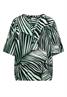 Kurzarm Bluse mit Split Neck und Print palm breeze green