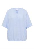 Kurzarm Bluse mit Split Neck und Streifen blouse blue