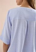 Kurzarm Bluse mit Split Neck und Streifen blouse blue