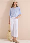 Kurzarm Bluse mit Split Neck und Streifen blouse blue