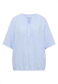 Kurzarm Bluse mit Split Neck und Streifen blouse blue