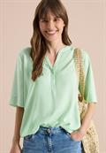 Kurzarm Bluse mit Split Neck und Streifen juicy lime