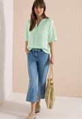 Kurzarm Bluse mit Split Neck und Streifen juicy lime