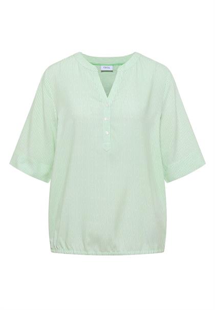 Kurzarm Bluse mit Split Neck und Streifen juicy lime
