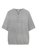 Kurzarm Bluse mit Split Neck und Streifen palm breeze green