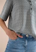 Kurzarm Bluse mit Split Neck und Streifen palm breeze green
