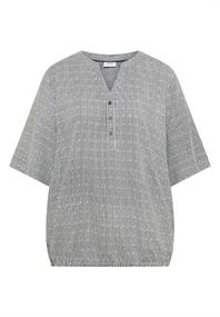 Kurzarm Bluse mit Split Neck und Streifen palm breeze green