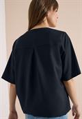 Kurzarm Bluse mit Split Neck universal blue