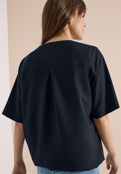 Kurzarm Bluse mit Split Neck universal blue