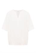 Kurzarm Bluse mit Split Neck vanilla white