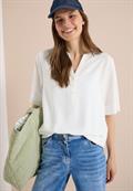 Kurzarm Bluse mit Split Neck vanilla white