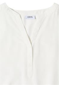 Kurzarm Bluse mit Split Neck vanilla white
