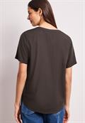 Kurzarm Bluse mit Turn-Up espresso brown